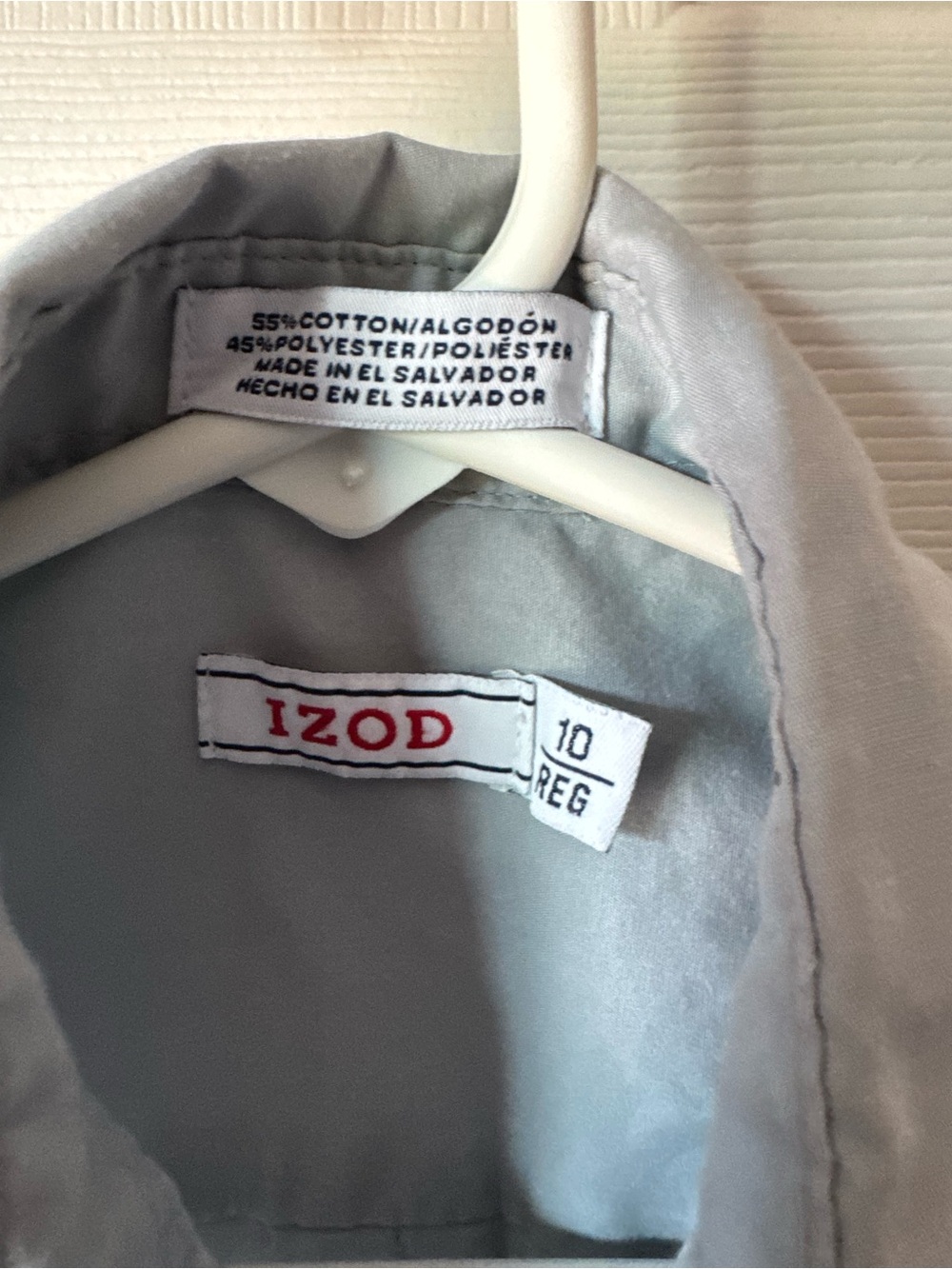Izod Light Gray Long-Sleeve Button-Up Dress Shirt - Picture 2 of 2